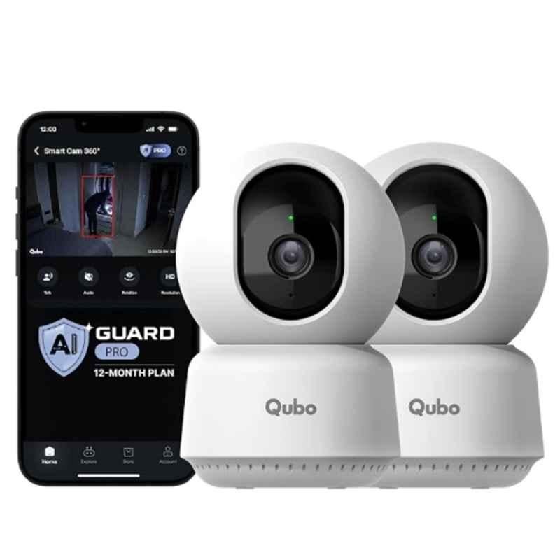 Qubo 3MP Smart Wi-Fi Camera with 360 deg View, AI Person Detection, Night Vision & Two-Way Talk, HCP01 (Pack of 2)
