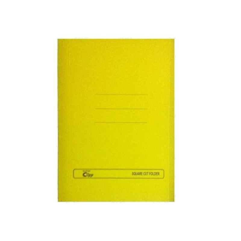Clipp Yellow FS Square Cut Folder, (Pack of 10)