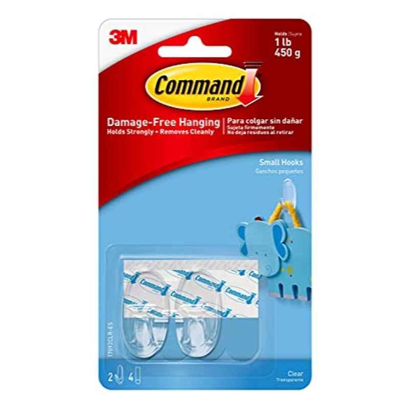 Command Plastic Clear Hook with Strip, 17092CLR