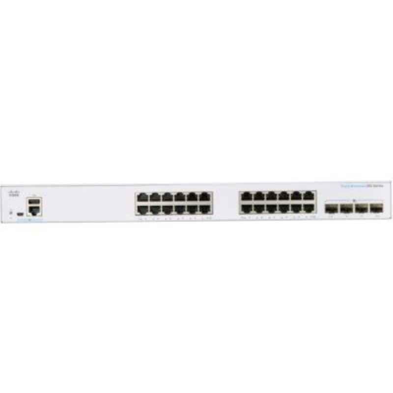 Cisco Business 220 Series 24 Ports GE Full PoE 4x10G SFP+ White Smart Network Switch, CBS22024FP4X