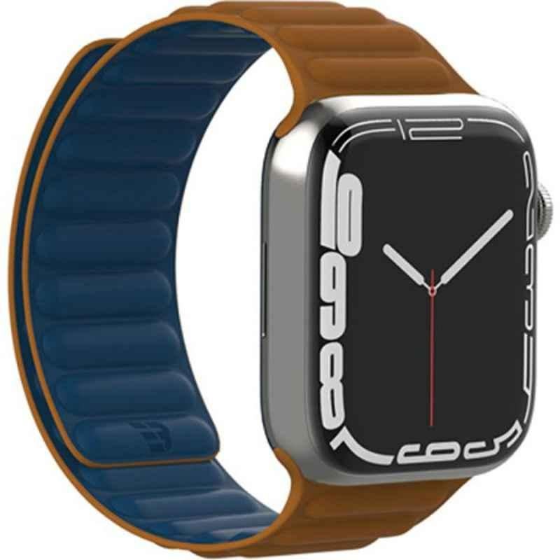 Baykron Silicone Blue & Brown Magnetic Strap for Apple Watch 38mm, 40mm & 41mm, BKR-ST-41-BLBRN