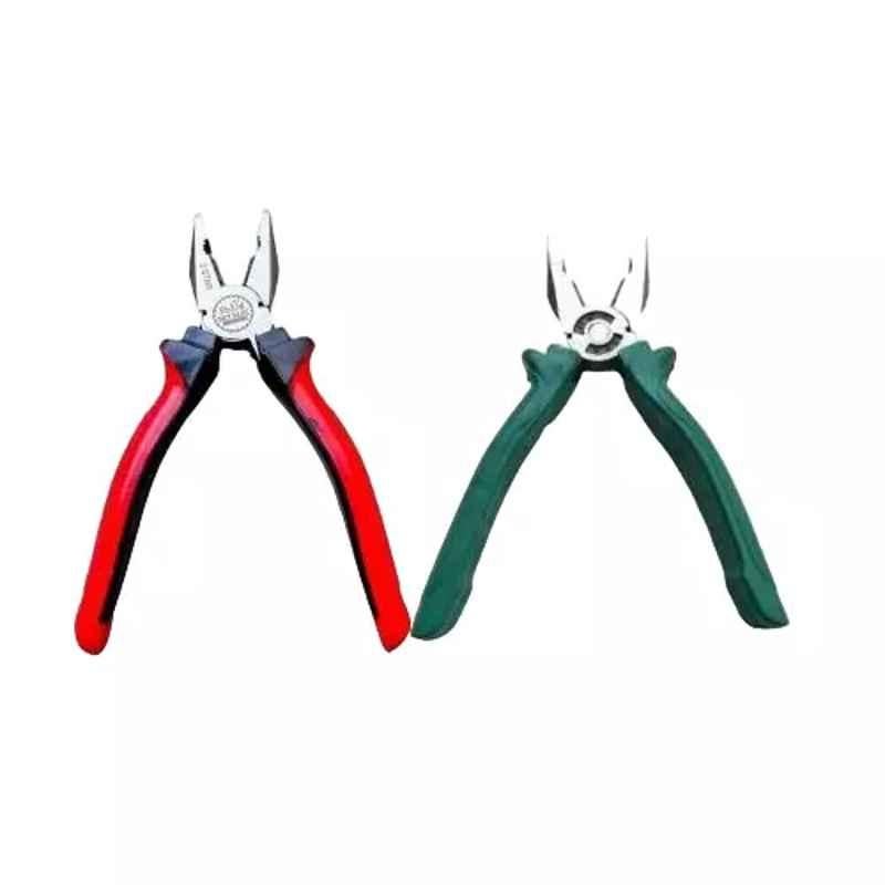 Sky Blue 2 Pcs 8 inch Multicolour 2 Cutting Wire False Piece Lineman Plier Combo, SBE015