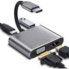 Mak World 100W USB 3.0 4-in-1 Type-C to HDMI VGA MultiPort Adapter
