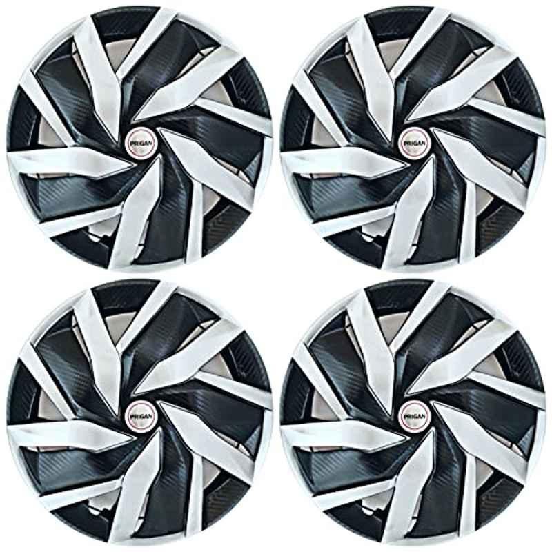 Buy Prigan 4 Pcs 14 inch Polypropylene Black Silver Wheel Cover