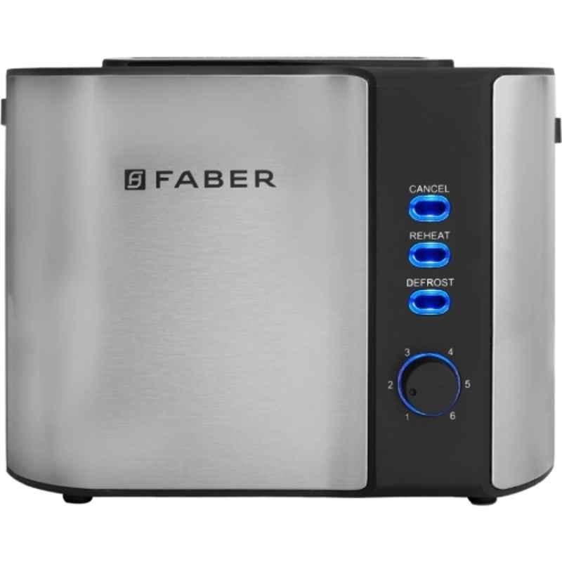 Faber Fput Prime X 900 2 Slice 900W Stainless Steel Silver & Black Pop Up Toaster with 1 Year Warranty,