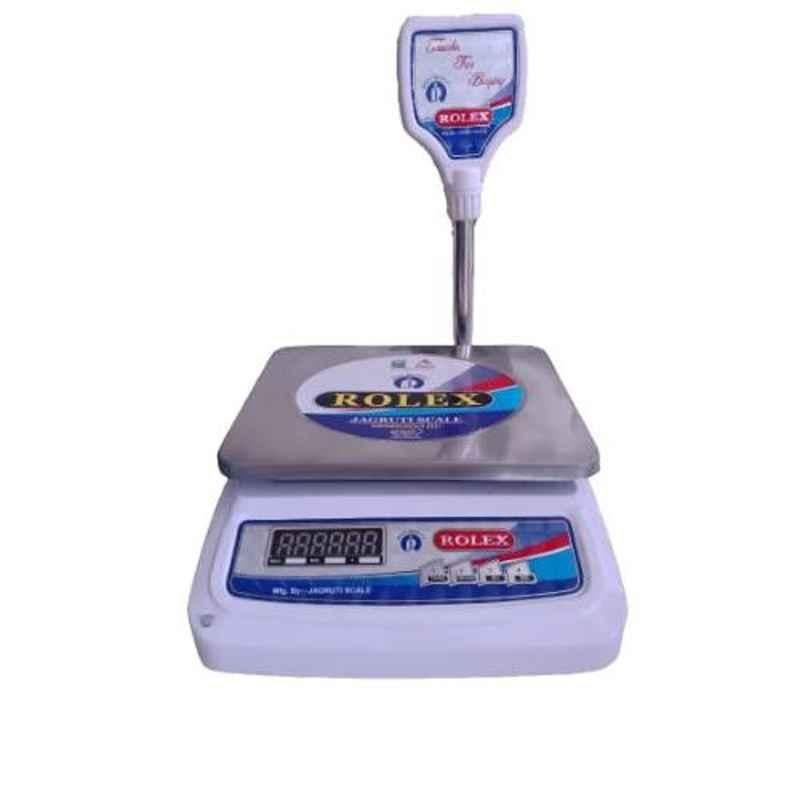 Rolex 30kg 30x35x25cm Stainless Steel White Table Top Weighing Scale with Poll Display