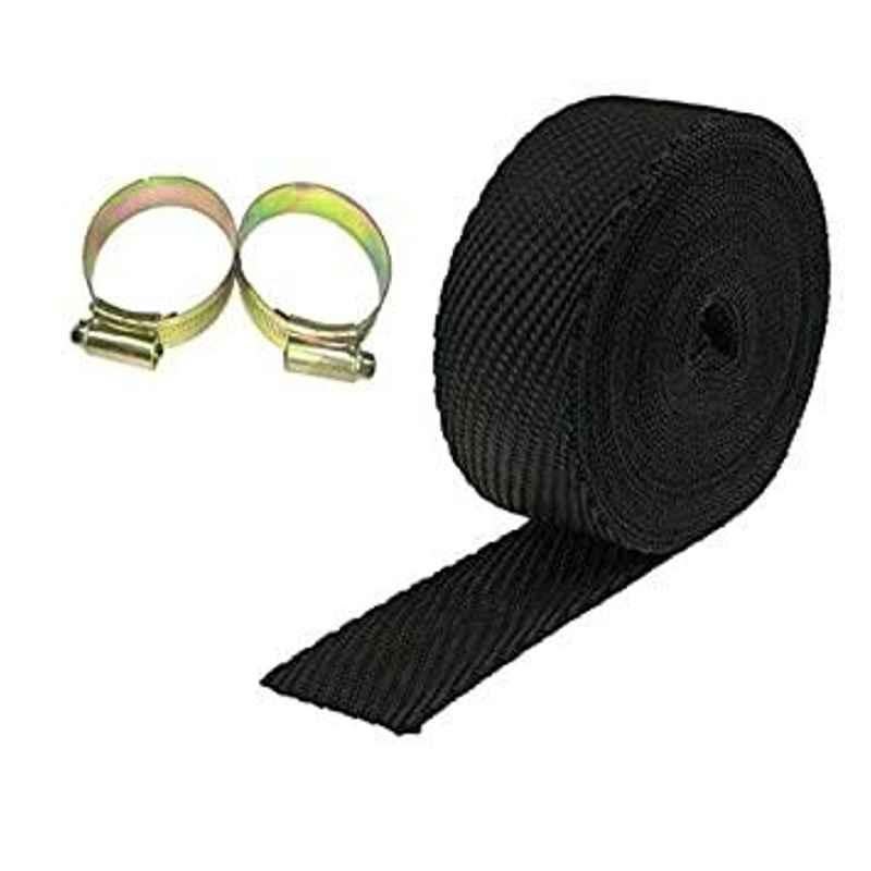 AOW Silencer Wrap Bike Exhaust Heat Shield for Royal Enfield Electra Twin Spark, (Black) Length-5 Metre