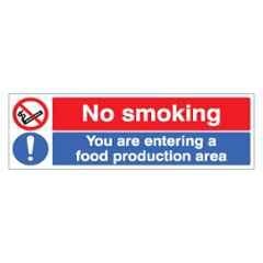 SUNSIGNS 300x100mm Vinyl & ACP Sheet No Smoking you are Entering a Food Production area Signage, SN0161VNLM3HPIFAG