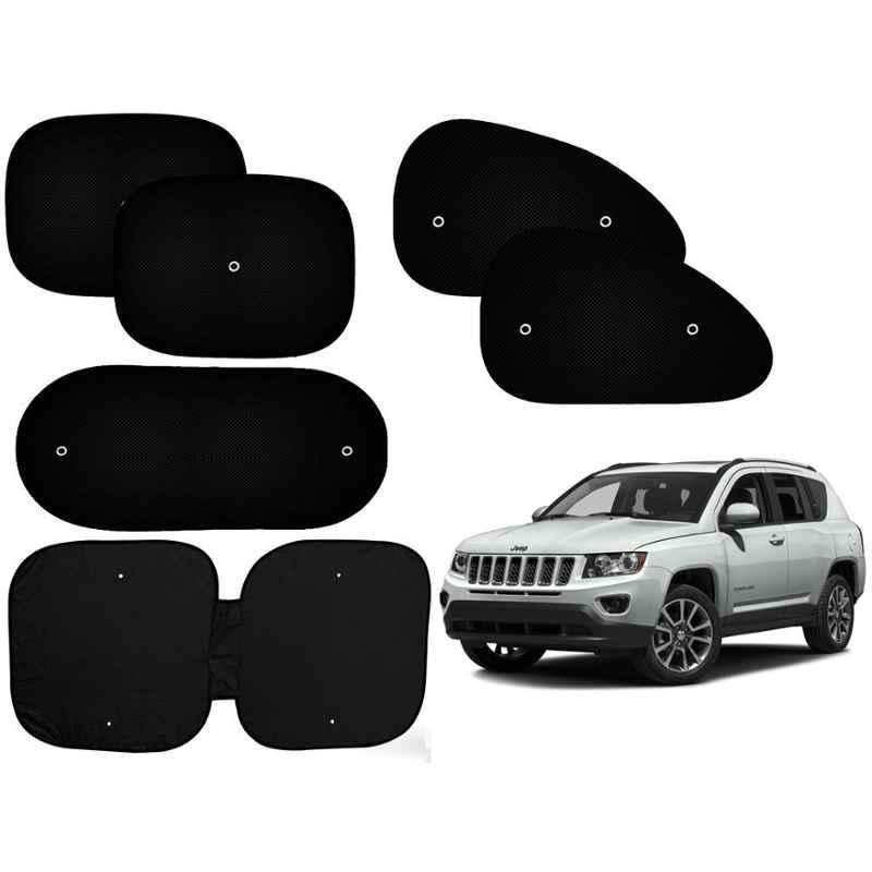 Auto Pearl 6 Pcs PVC & Mesh Black Window, Front & Rear Sun Shade Set for Jeep Compass, Curtain_Chipkoo_6_JCompass