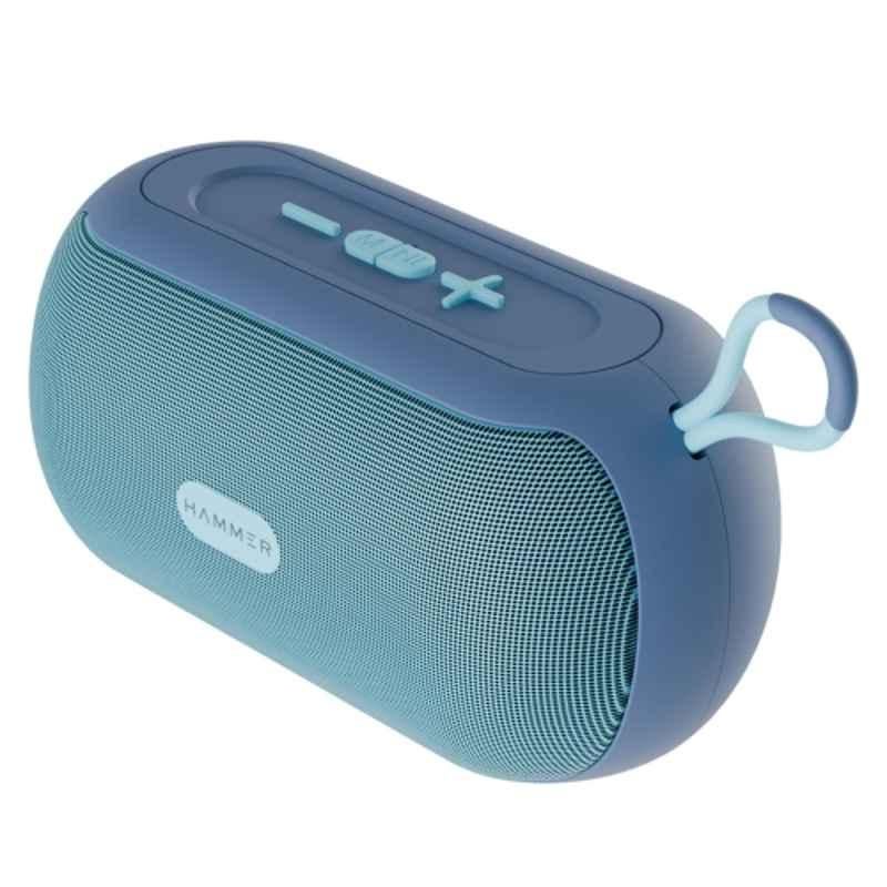 Hammer Wave 10W 8hr Playtime Blue Bluetooth Speaker with TWS Function, Built-in Mic, BTv5.4, USB Port, Type-C Interface & Hanging Loop, HBTS004