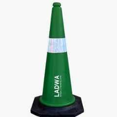 Ladwa 1 Pc 750mm PVC Impact Resistant Green Road Traffic Safety Cone with 1m Chain & 1 Hook Set