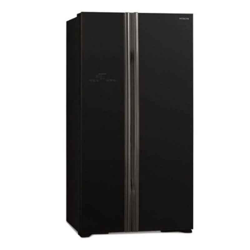 Hitachi 700L Side By Side Glass Black Refrigerator, RS700PUK0GBK