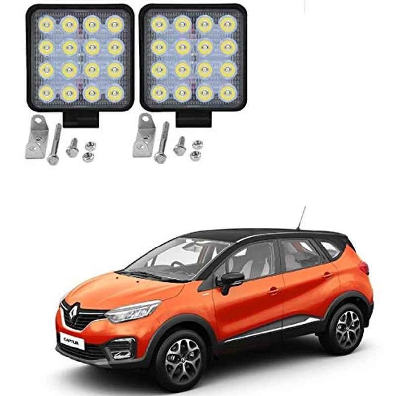 Kozdiko 2 Pcs 48W 16 LED White Square Bright Beam Fog Light Set for Renault Captur