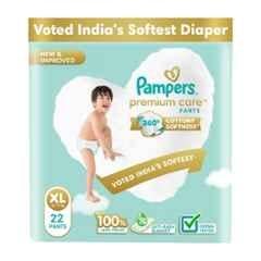 Pampers 22 Pcs Premium Care Cottony Softness Baby Diaper Packet, Size: Extra Large