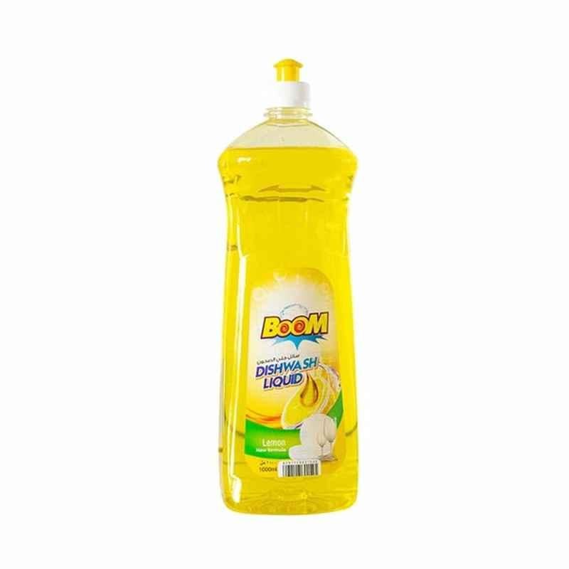 Boom Dishwash Liquid, Lemon Fragrance, 1 L, 12 Pcs/Carton