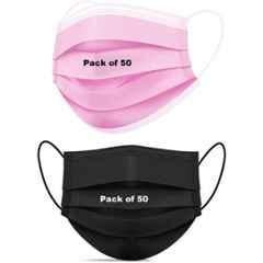 Wellstar 100 Pcs Black & Pink Surgical Mask Set, 220122 FILE-02