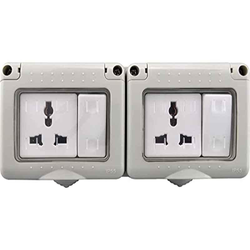 Modi 13A 2 Gang Polycarbonate Switch Socket & 10A Switch Box, D4-010