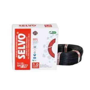 Selvo 1 Sqmm Black PVC Insulated Multistrand Flame Retardant Copper Cable, SELCAB1LB, Length: 90 m