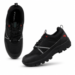 Fuel Wings Fabric Steel Toe Black Safety Shoes with EVA & Rubber Double Density Sole, Size: 6
