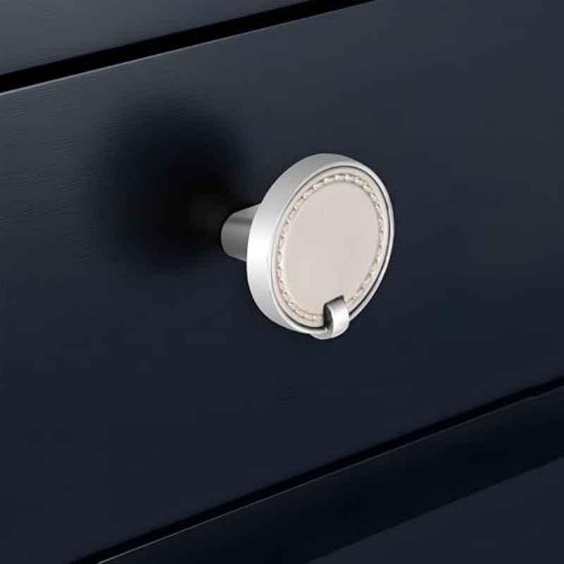 Plantex Knobs for Drawers/Drawer Knobs/Round Knob for Cabinets/Pull-Push Knob for Kitchen/Bedroom/Drawer Satin Steel & Chrome
