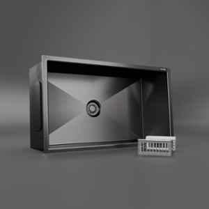Lorazzo Lustr 30x18 inch Stainless Steel 304 Gun Metal Black Single Bowl Kitchen Sink, LRZSSB0351S01
