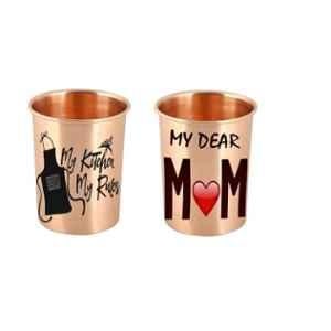 Healthchoice 400ml Jointless Copper Glass with Printed Mom & Kitchen Rule (Pack of 2)