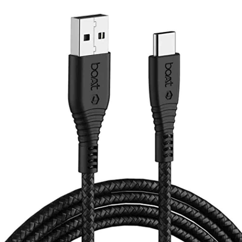 boAt A325 1.5m Black USB Type C Tangle Free Braided Rapid Charging Cable