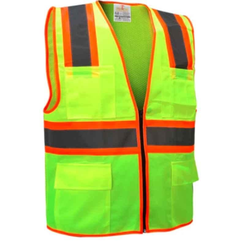 Empiral Sparkle E108082901 Yellow Polyester Hi-Vis Executive Vest with Zipper, Size: L