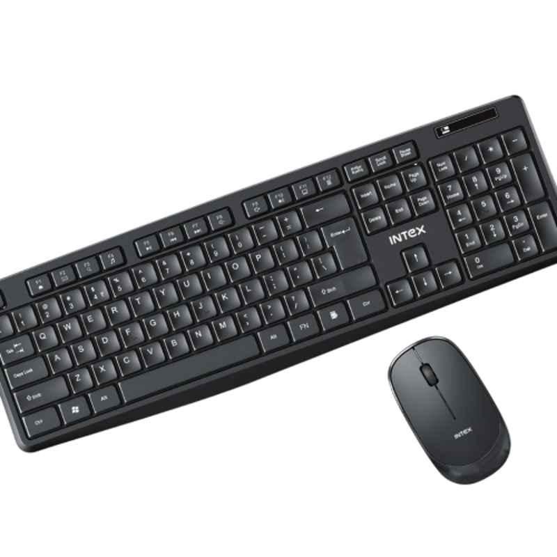 Intex 2.4GHz Black Wireless Keyboard & Mouse Combo with 104 Keys & 3 Button Mouse