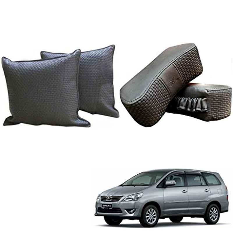 Kozdiko One Pair Grey Neck Rest & One Pair Cushion Combo for Toyota Innova