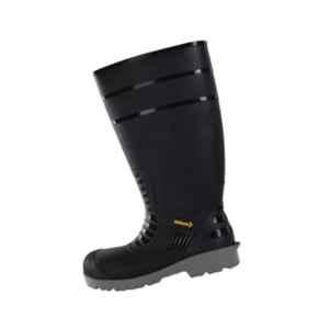 Mallcom Dalfon PVC Composite Toe Black Safety Rain Boot, J116, Size: 7