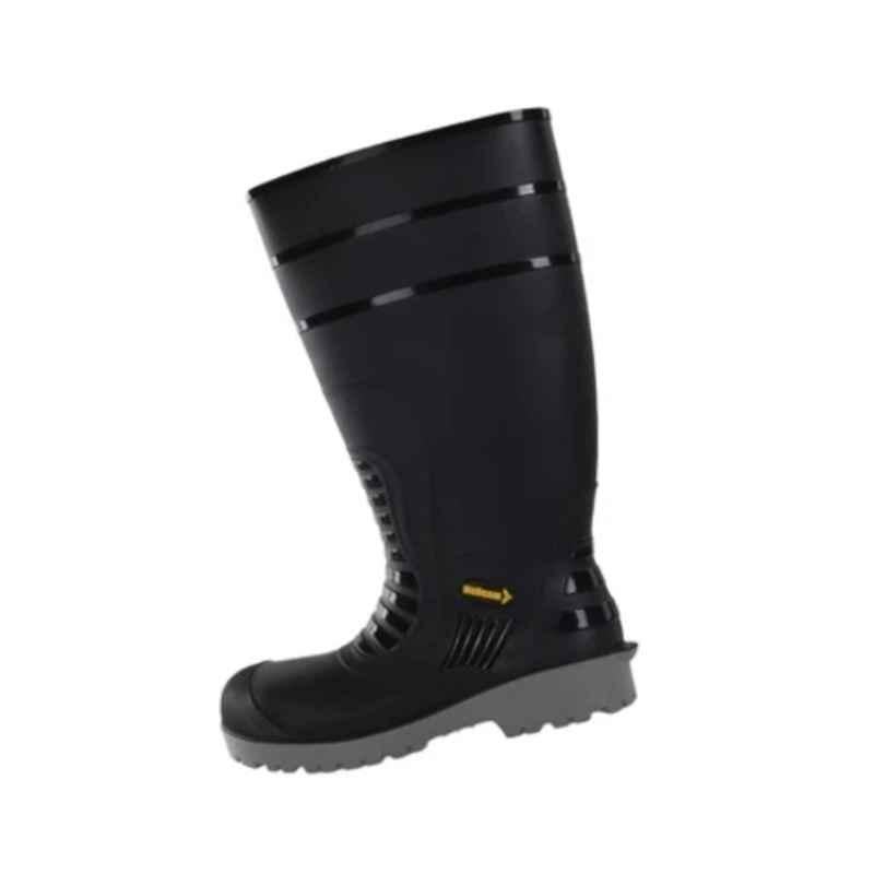 Mallcom Dalfon PVC Composite Toe Black Safety Rain Boot, J116, Size: 7