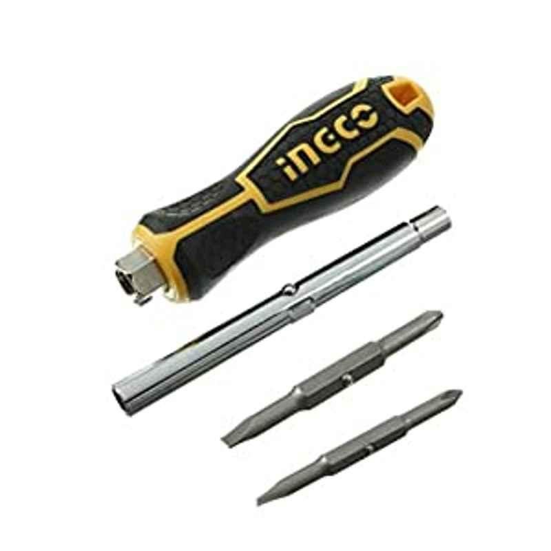 Krost Metal Ingco Imported 6 In 1 Screwdriver With Interchangeable Handle (Orange)