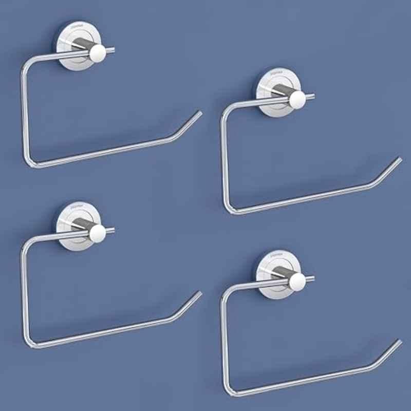 Plantex Stainless Steel Towel Ring for Bathroom/Wash Basin/Napkin-Towel Hanger/Bathroom Accessories Chrome-Half Square (Pack of 4)
