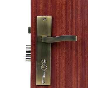 Handle Waala Viva 10 inch 60mm Stainless Steel Antique Brass Finish Cylindrical Plate Both Side Key Mortise Door Lock Set