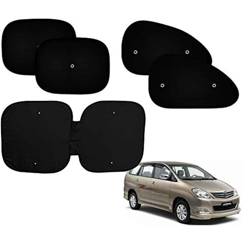 Auto Pearl 5 Pcs PVC & Mesh Black Window & Front Sun Shade Set for Toyota Innova 2005-2012