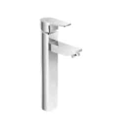 Somany Bellis Brass Chrome Finish Single Lever High Basin Mixer with Braided Hose Set, 272111110021