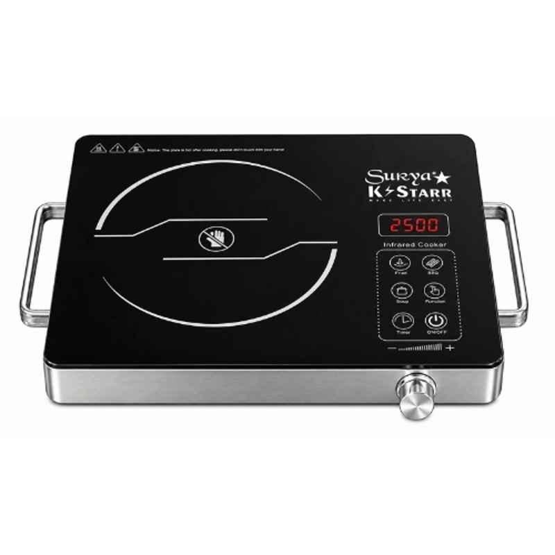 Sukya K Starr SK-1100 2500W Stainless Steel & Glass Black Infrared Cooktop with Touch Panel, 4 Preset Cooking Functions for all Types of Utensil & 1 Year Warranty, SKSIFC2500WWBAUG26