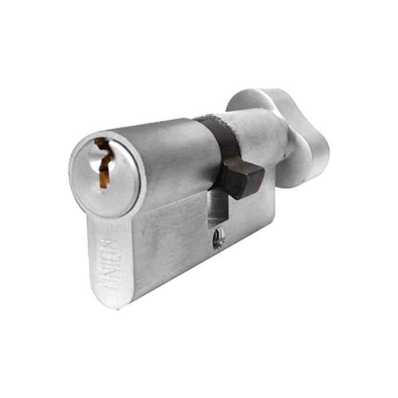 74mm Satin Chrome Euro Profile Key & Turn Door Cylinder Lock