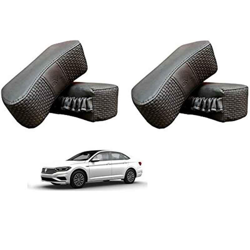 Kozdiko 4 Pcs CV Designer Grey Leatherite Neck Rest Car Cushion Pillow Set for Volkswagen Jetta 2015-Present