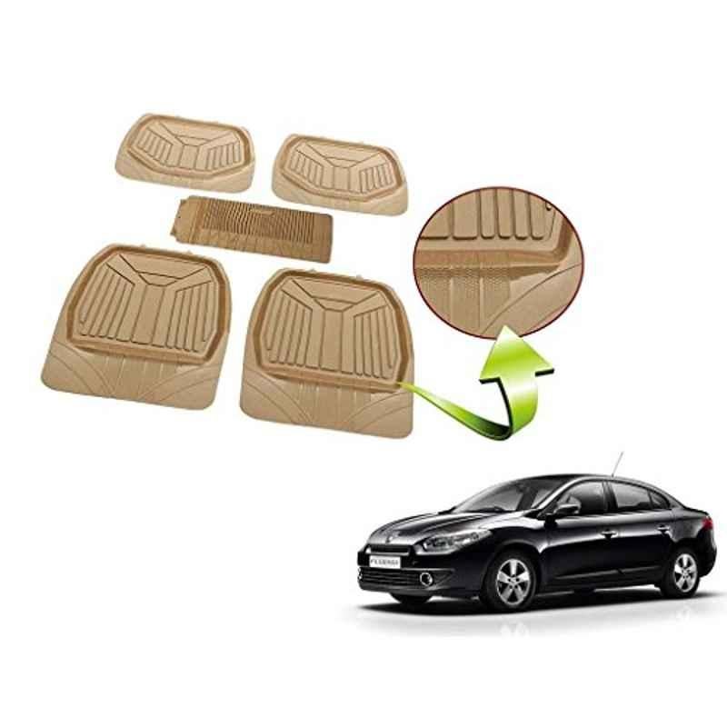 Kozdiko 5 Pcs Rubber Beige 3G Rubber Mat Set for Renault Fluence