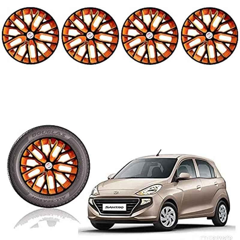 Auto Pearl 14 inch ABS Black & Orange Press Type Car Hub Cap Wheel Cover for Santro 2018 Sports/Asta