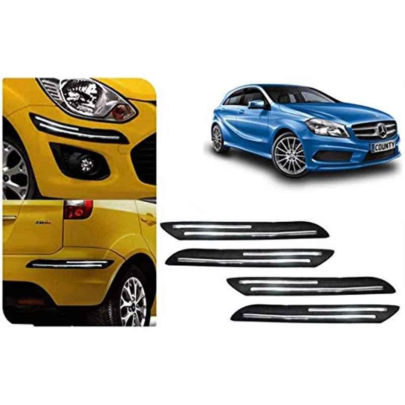 Auto Pearl 4 Pcs PVC & Rubber Black Double Chrome Linning Bumper Corner Moulding Set for Mercedes Benz A Class