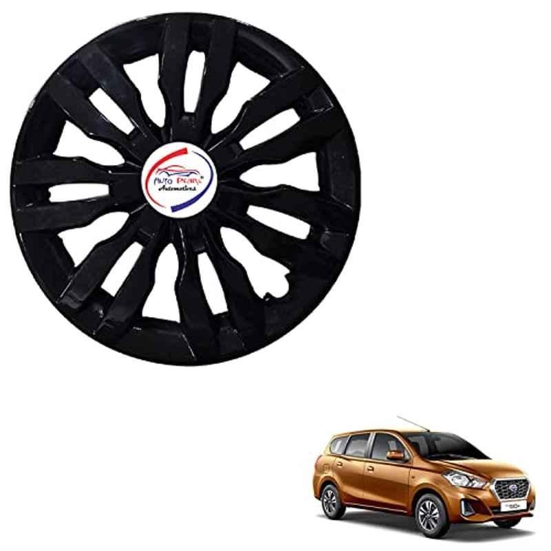 Auto Pearl 4 Pcs 13 inch ABS Black DZRBL02 Hubcap Wheel Cover Set with Retention Ring for Datsun Go Plus