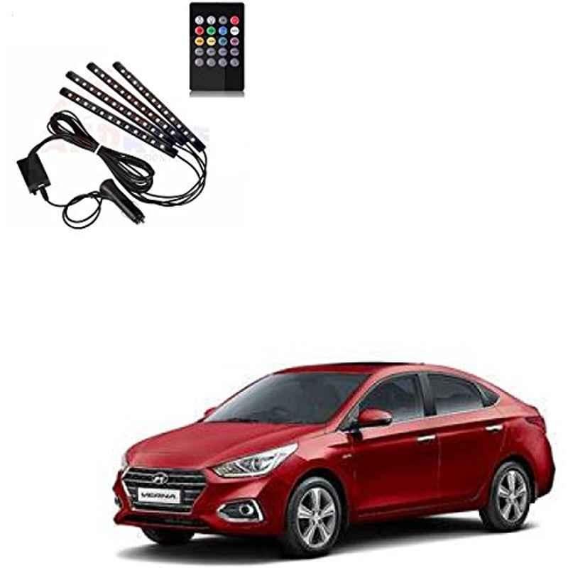 Kozdiko 48 LED 12V RGB Music Controlled Car Interior Atmosphere Light Kit without Sound Active Function & Wireless Remote Control for Hyundai Verna 2017