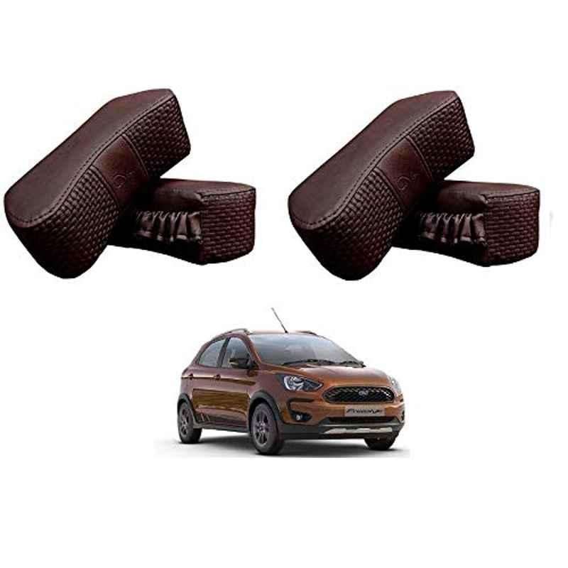 Kozdiko 4 Pcs CV Designer Cola Leatherite Neck Rest Car Cushion Pillow Set for Ford Freestyle