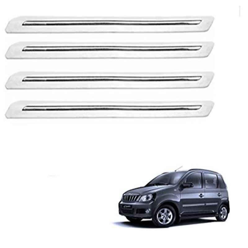 Kozdiko 4 Pcs PVC White Car Bumper Protector Set with Chrome Strip for Mahindra Quanto