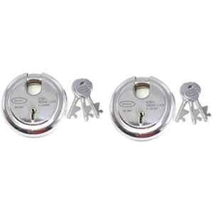 Onjecx 90mm 9 Levers Stainless Steel Round Heavy Duty Pad Lock with 3 Keys, RPL902 (Pack of 2)