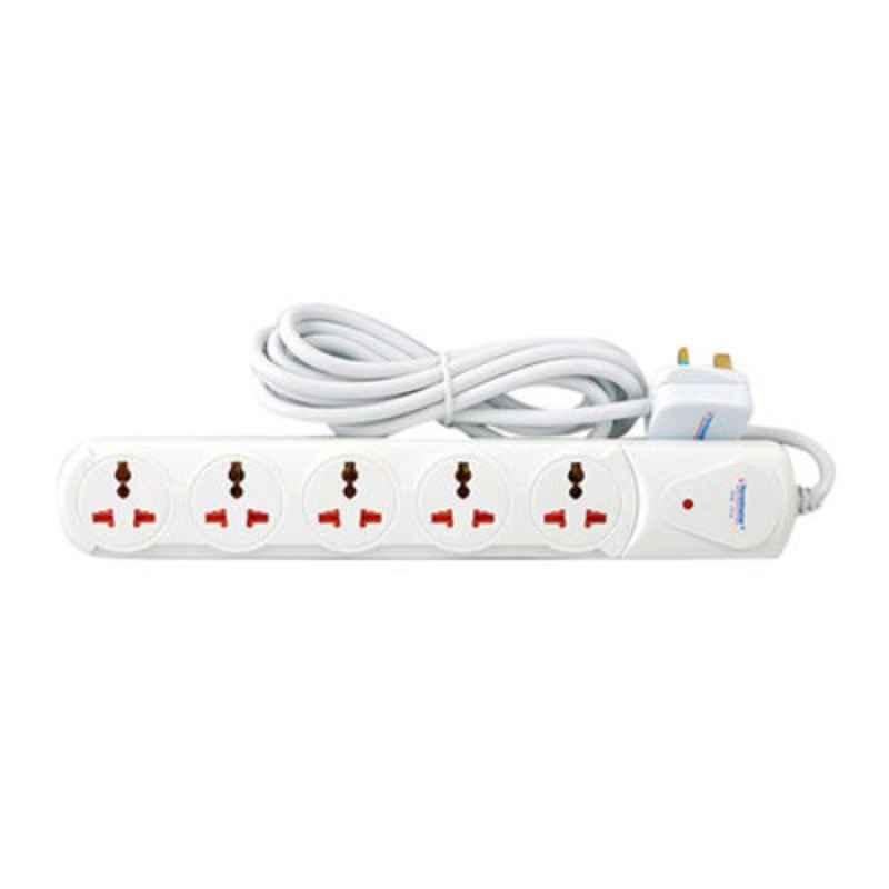 Terminator 3m 5 Way White Universal Power Extension Socket, TPB 15IA