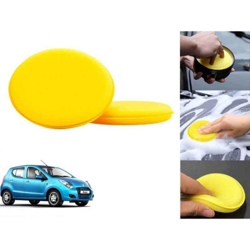 Auto Pearl Polyurethane Beige Washing & Waxing Polish Foam Sponge for A-Star (Pack of 2)